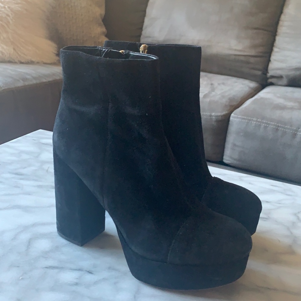 Sam Edelman black suede platform booties